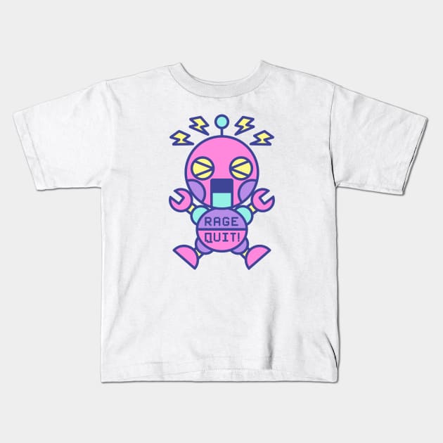 RAGE QUIT pastel robot Kids T-Shirt by Red_Flare_Art